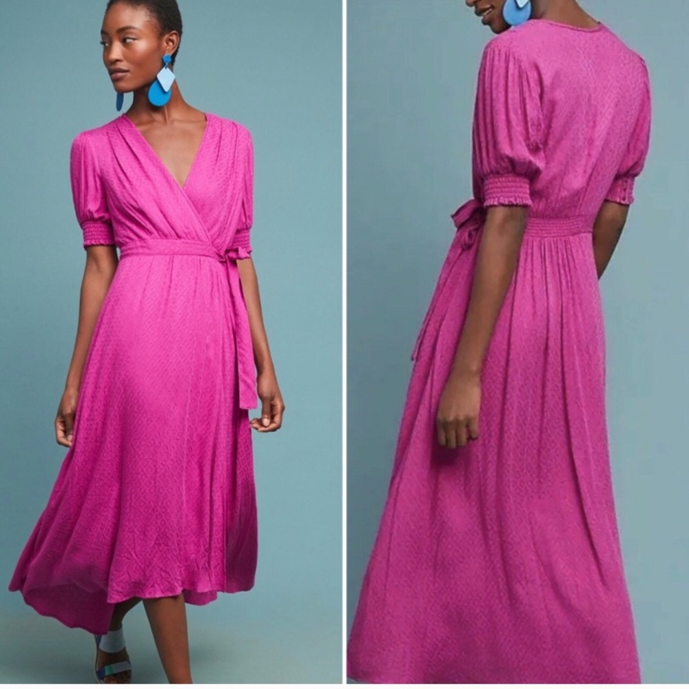 Anthropologie Magenta Breanna Wrap Dress